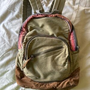 Stylish Olive Green and Brown Backpack